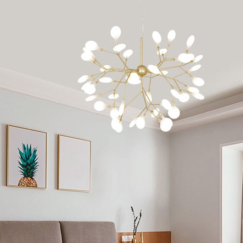 Firefly Shade Chandelier Pendant Light Nordic Living Room LED Hanging Light in Gold
