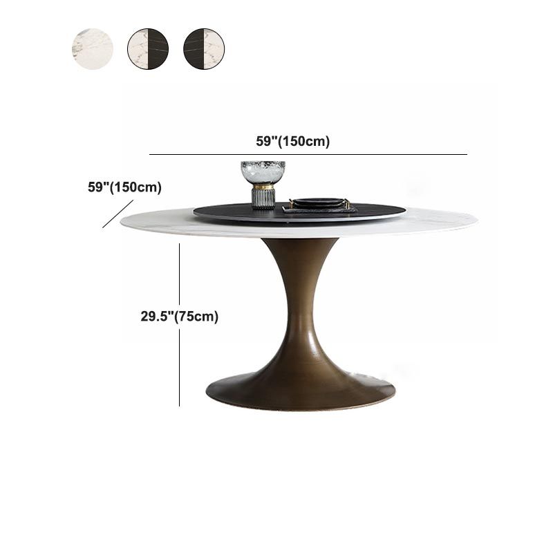Table à manger ronde contemporaine en pierre, finition mate, Table tulipe pour la maison