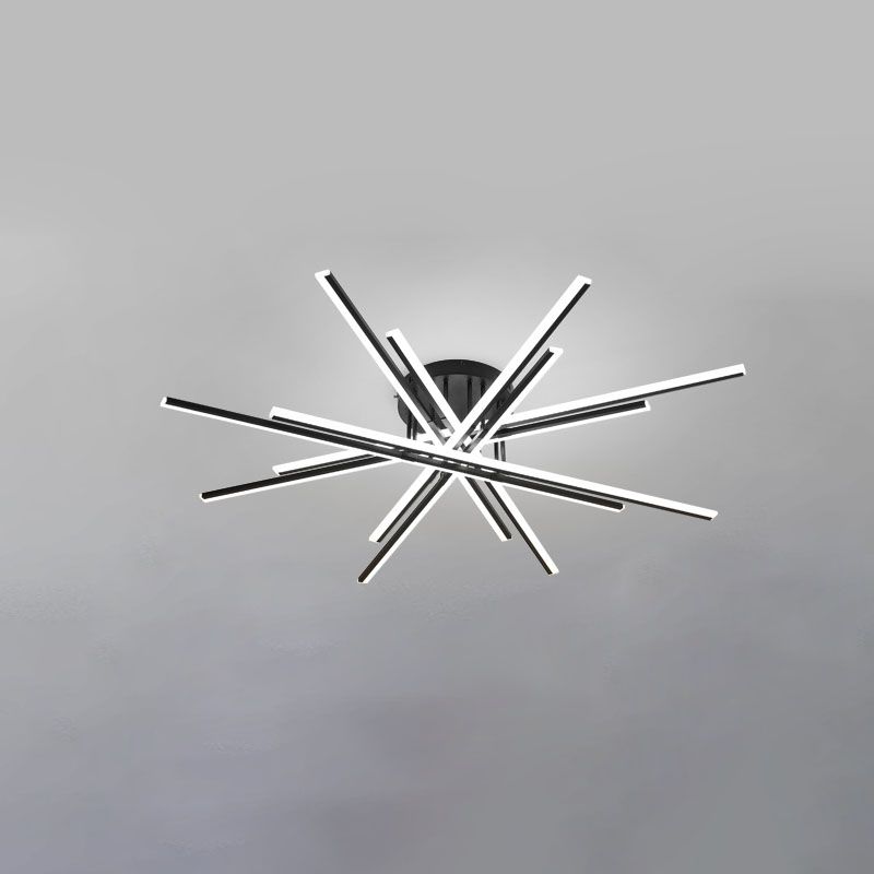 Lampe encastrée à 16 lumières Crossed Line, plafonnier moderne en noir/blanc