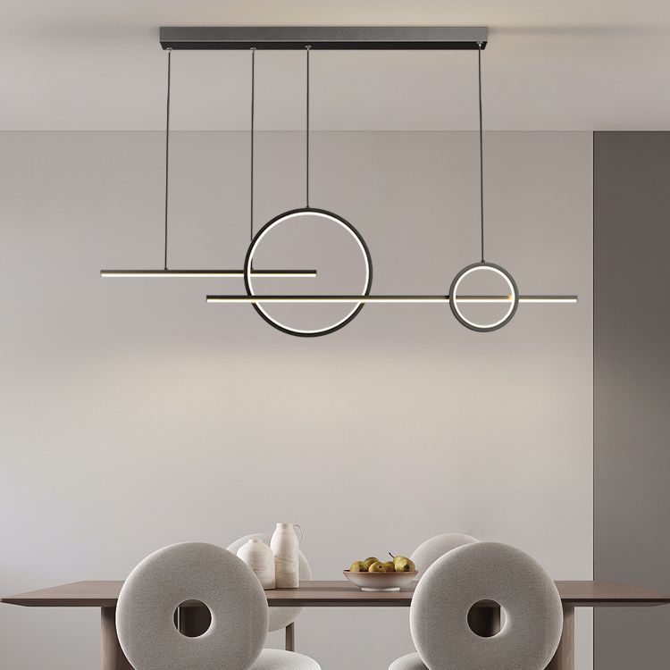 LED Island Lamp Modern Simple Island Hanging Lamp with Silica Gel Shade for Dining Room
