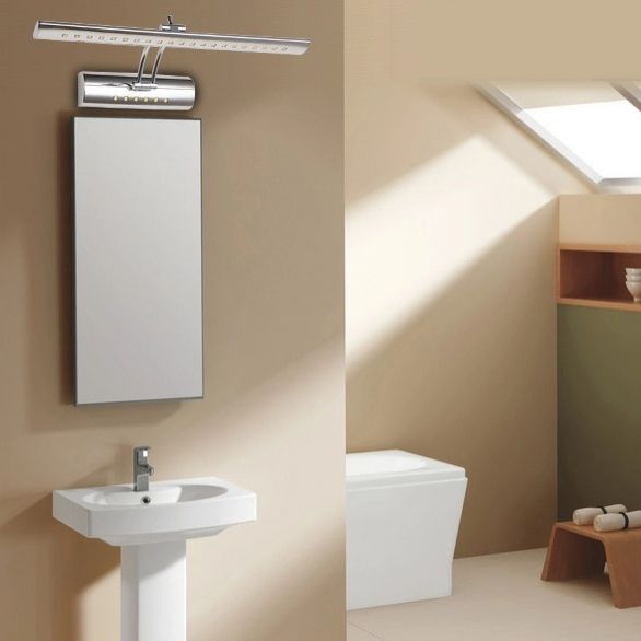 Modern Simplicity Elongated Vanity Light Fixture Stainless Steel Wall Lighting Fixtures for Bathroom