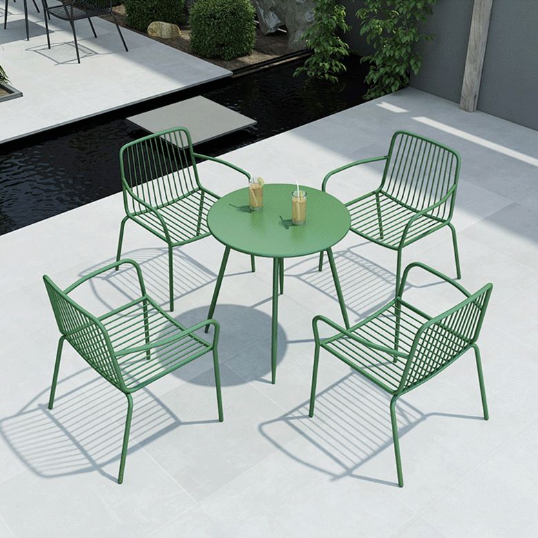 Modern Metallic Finish Bistro Table Set 1/2/3 Pcs Metal Bistro Set