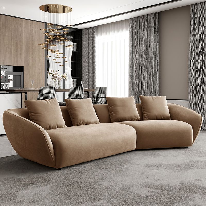 Nordic Wooden 3 Seater Sofa Chaise Dark Brown Sloped Arm Sofa