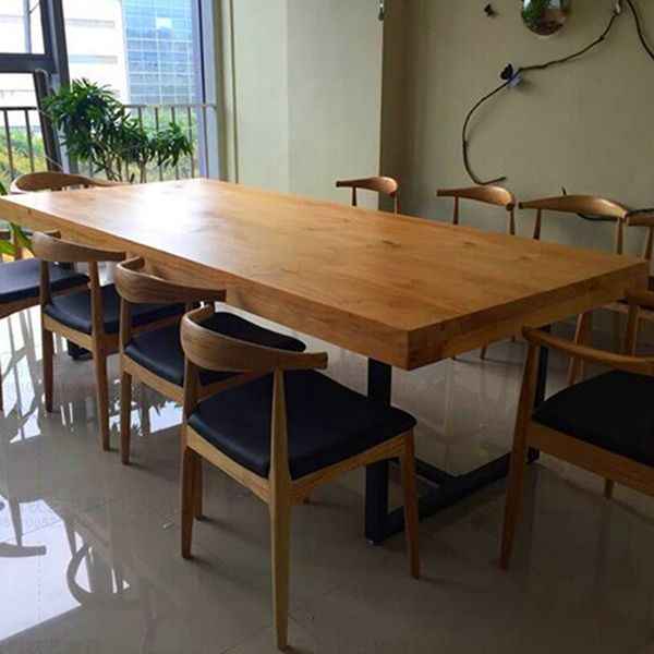 Table du site de salle à manger industrielle meubles de salle à manger massif avec base à chevalets