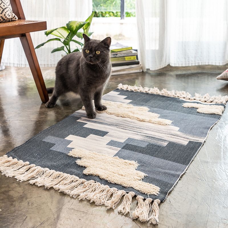 Creative Shiplap Rug Multi-Color Boho Chic Rug Cotton Pet Friendly Rug for Home