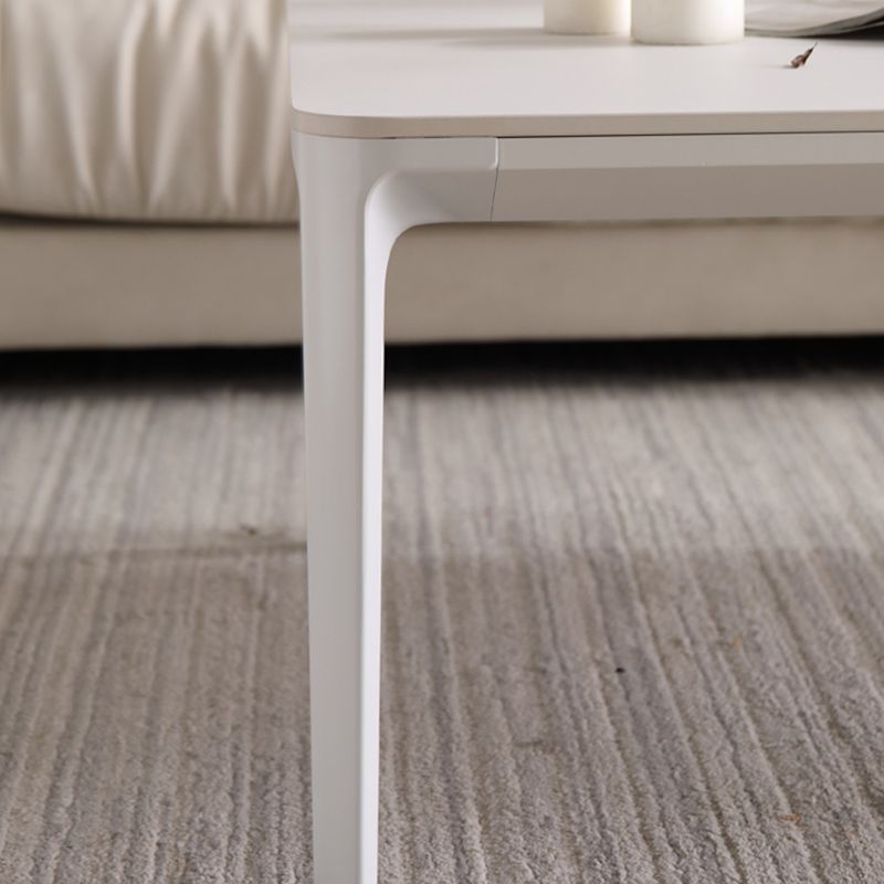 Modernism Sate Top Coffee Table Rectangular 4 Legs Cocktail Table in White