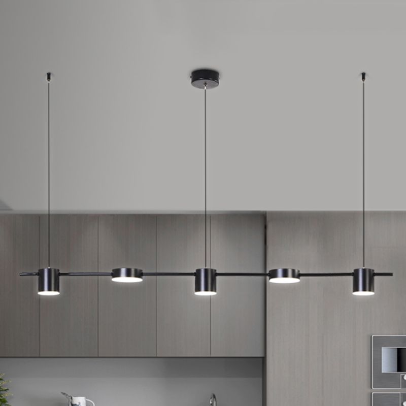 Lineaire metalen kroonluchter licht Modern 3/5 kopjes zwart/goudhangende lamp met roteerbare tint, warm/wit licht