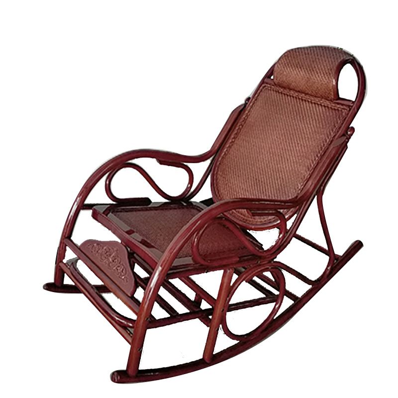 Traditional Rocking Chair Rattan Frame Solid Color Built-in Armrest Indoor Rocking Chair