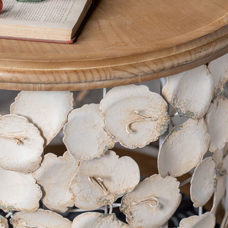 French Country Solid Wood Coffee Table Round Distressed Cocktail Table