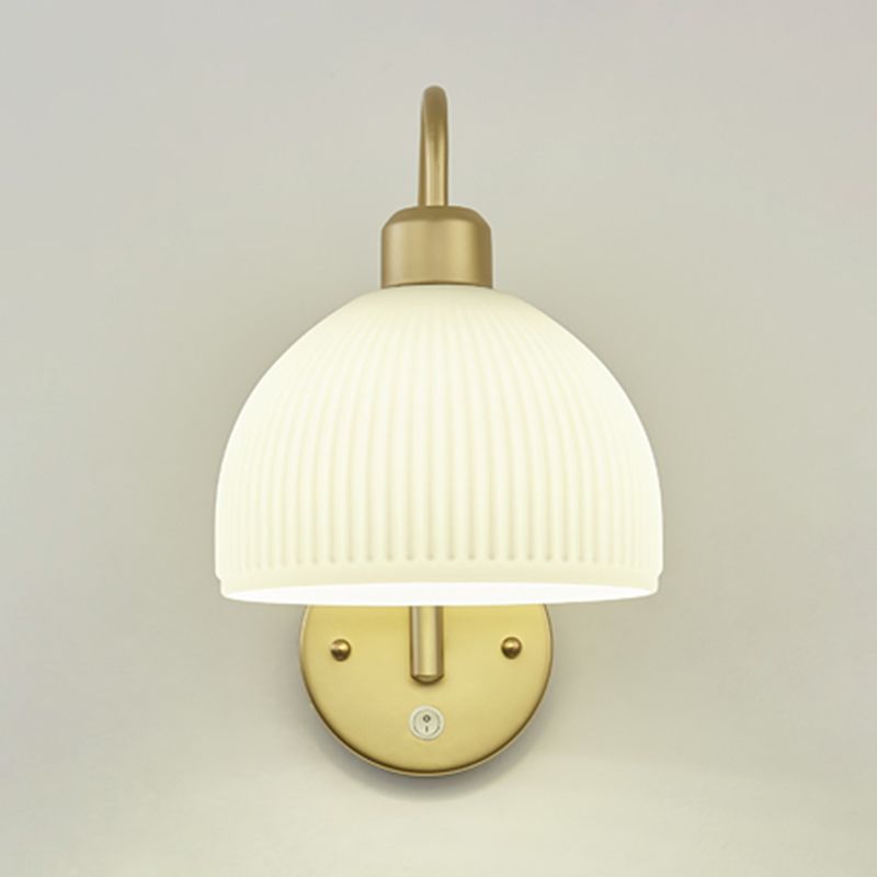 Dome Shape Metal Wall Sconces Modern 1-Light Wall Mount Light Fixture in Gold