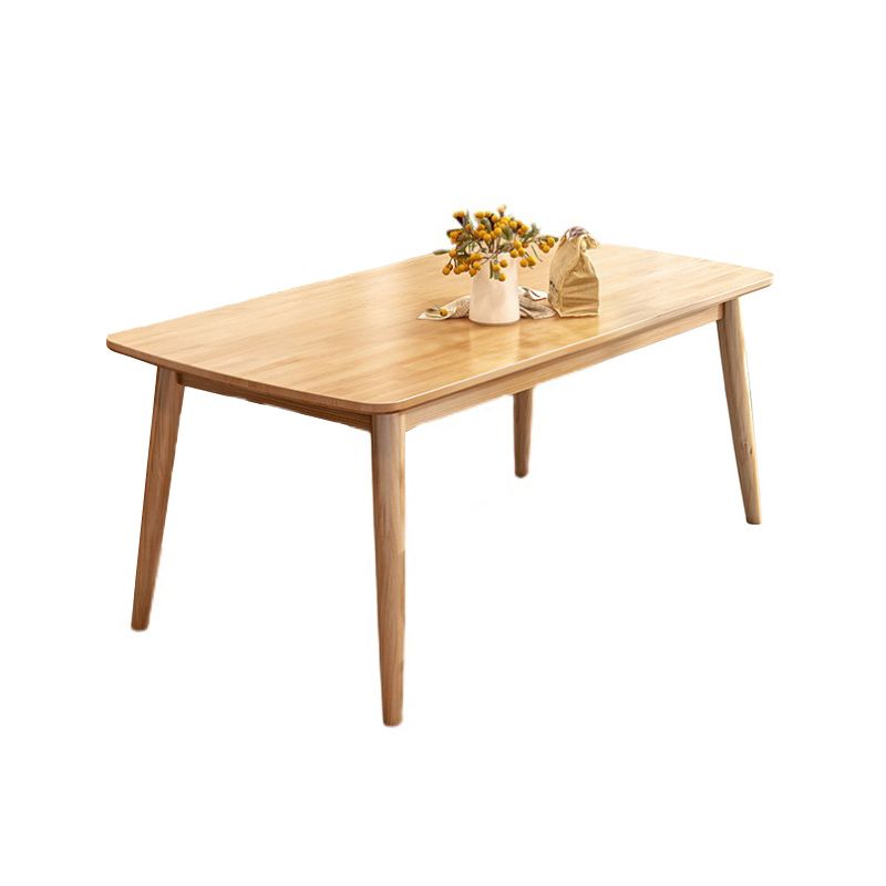 Rectangular Modern Solid Wood Dining Table Natural Finish Dining Furniture with Four-leg