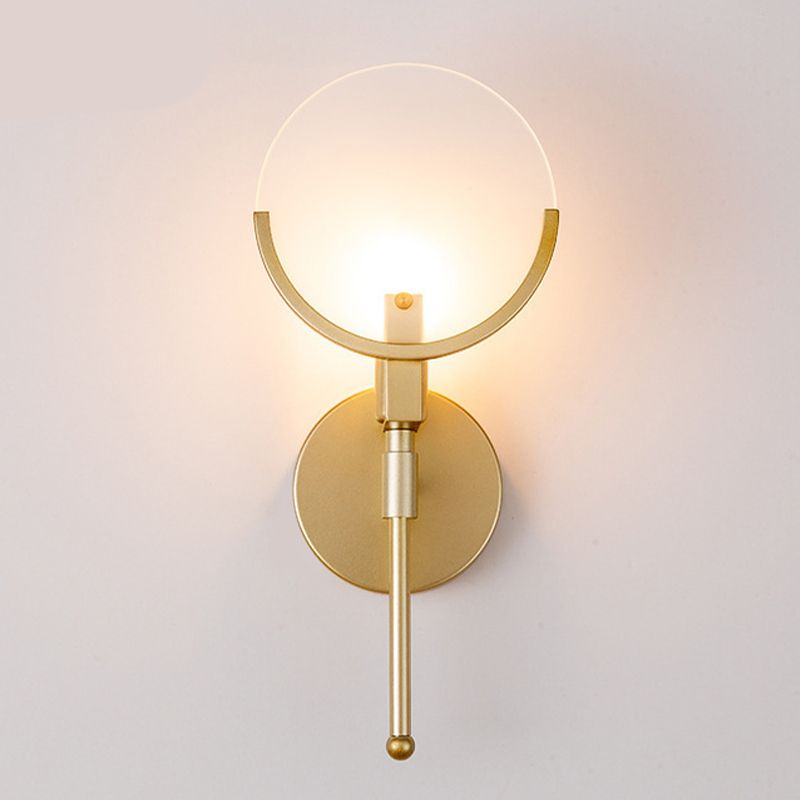 Stone Round Sconce Light Contemporary 1 Head Wall Mount Lighting in Gold