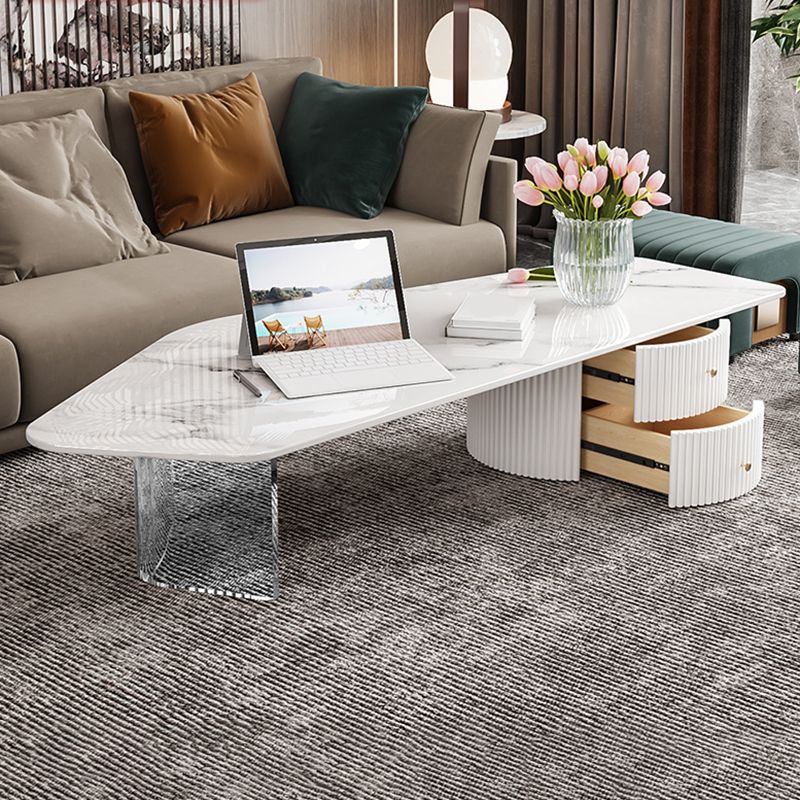 Modern Acrylic Legs Coffee Table Slate Coffee Table for Living Room