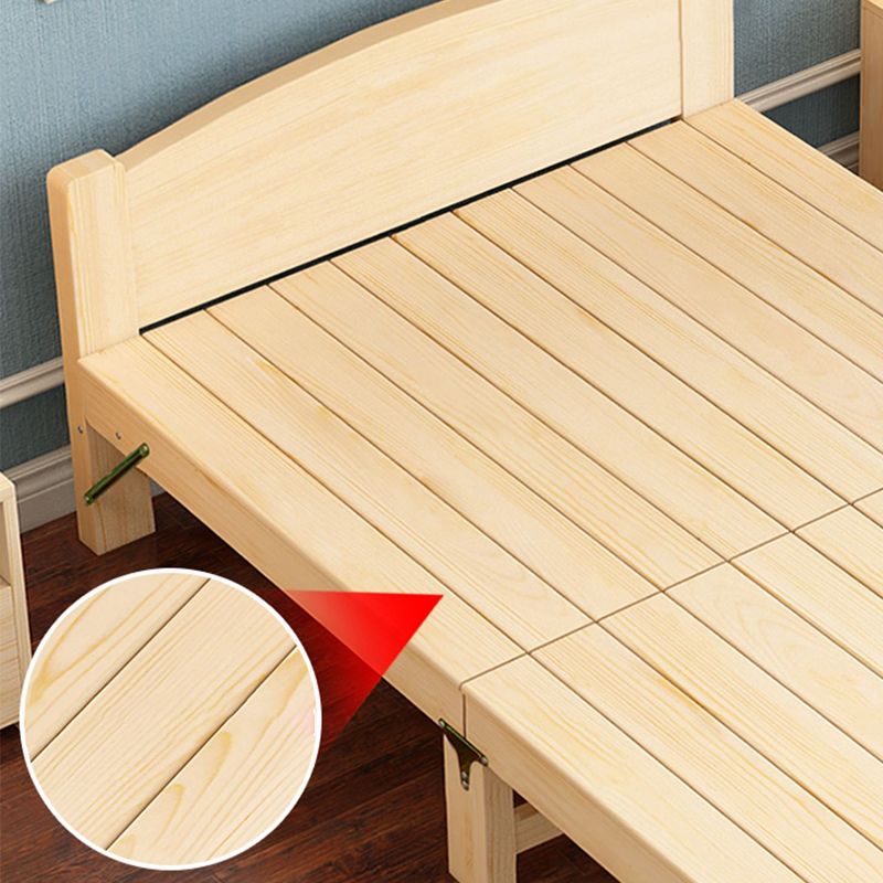 Natural Pine Wood Bed Frame Nordic 21.65" H Folding Bed with Headboard