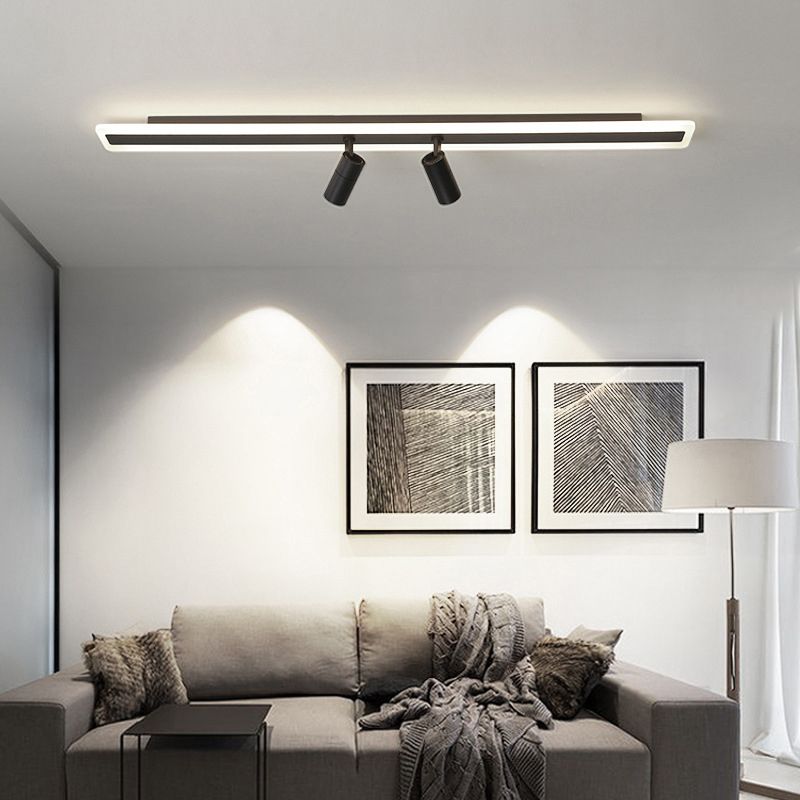 Tira de acrílico rectangular LED de montaje semi empotrado en luz de techo de metal de estilo conciso moderno para lugares comerciales