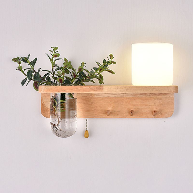Moderne Holz Wandleuchte Scheuel ohne Pflanzen kreative Glasschattenwandleuchte