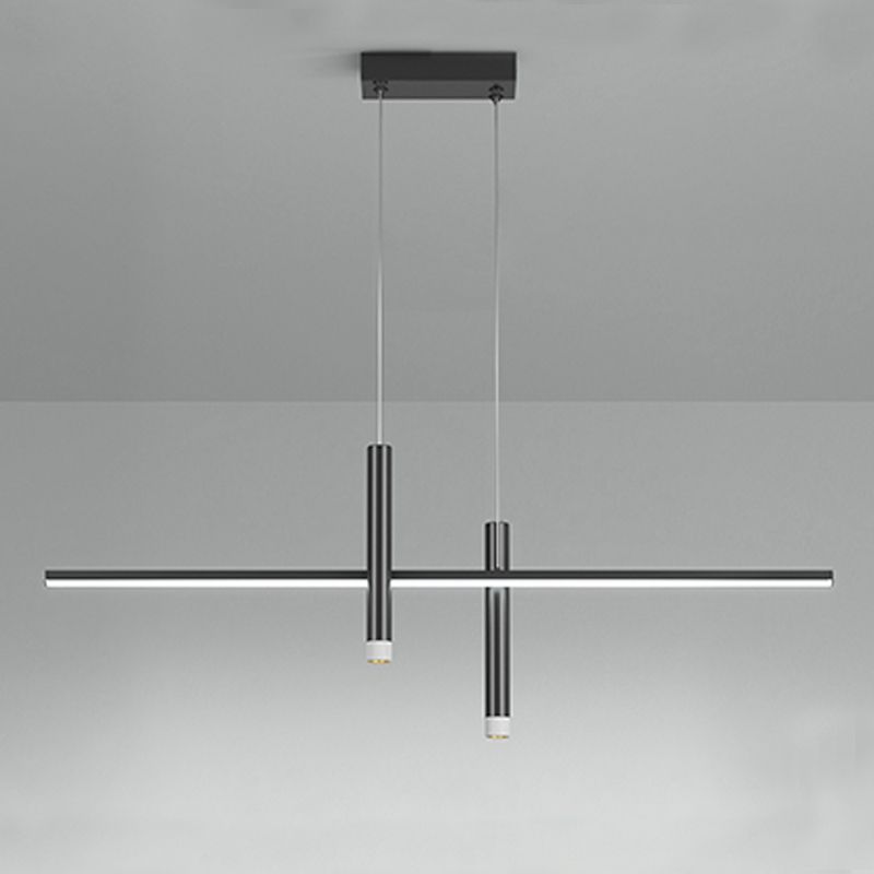 Luci a ciondolo dell'isola lineare contemporanea Metal 3 Lights Freepurs