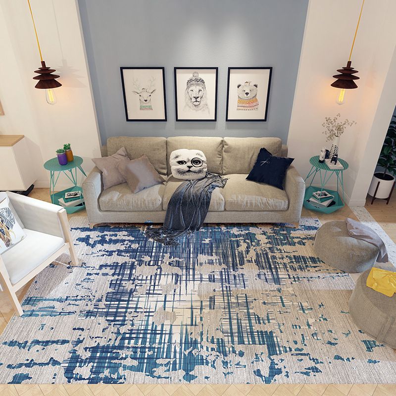 Beige Modern Rug Polyester Graphic Indoor Rug Stain Resistant Rug for Living Room