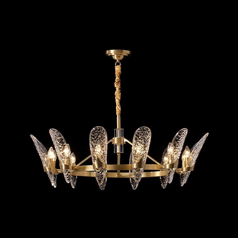 Multi Head Glass Chandelier Light Fixtures Modern Hanging Chandelier for Sitting Room