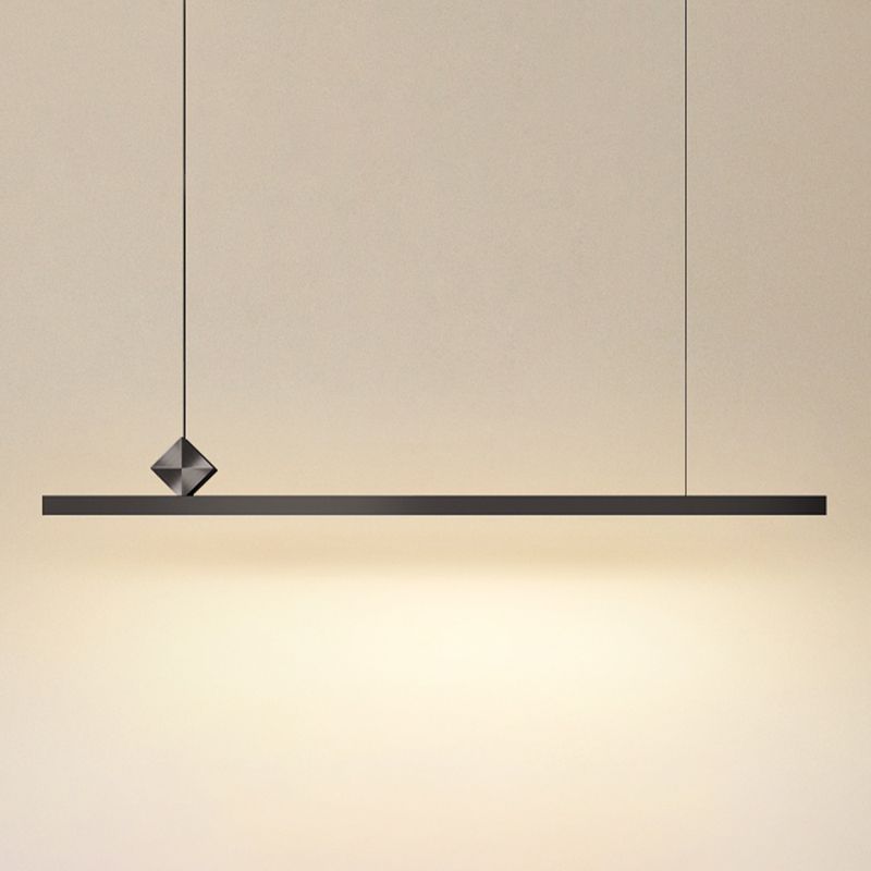 Modern Metal Pendant Lighting Linear Shape Hanging Light with Acrylic Shade in Black