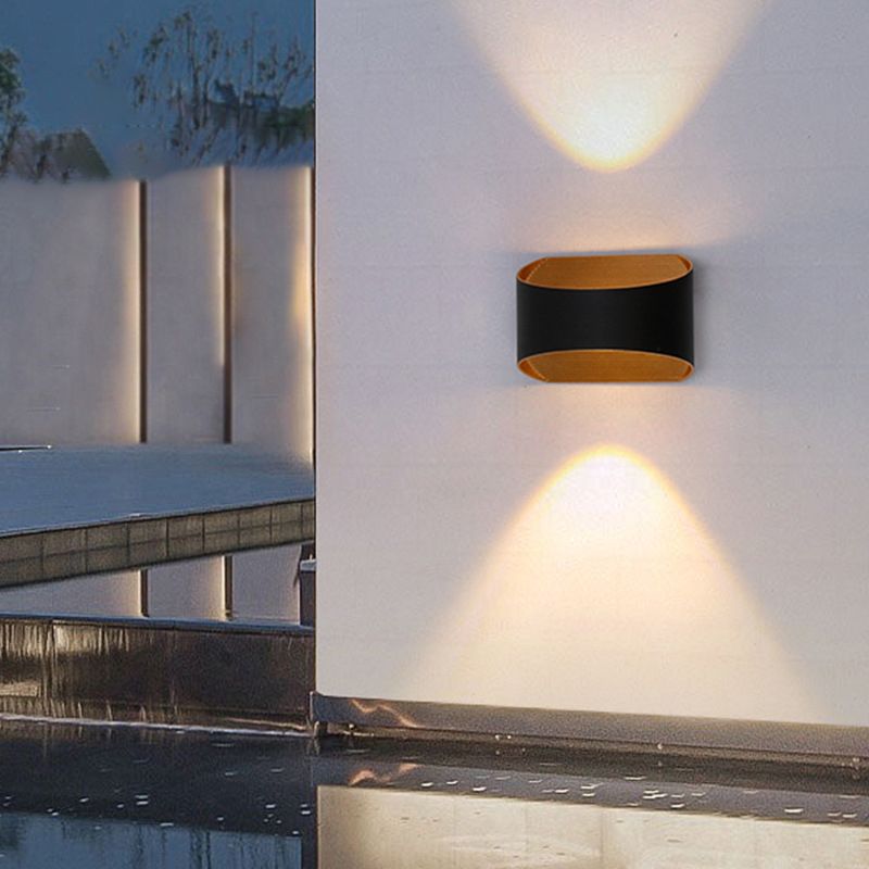 Modern Style Wall Sconce Metal 2 Light Sconces in Black for Outdoor