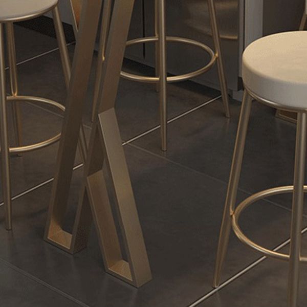 Stone Top Pub Table Traditional Luxury Bar Table with Double Pedestal