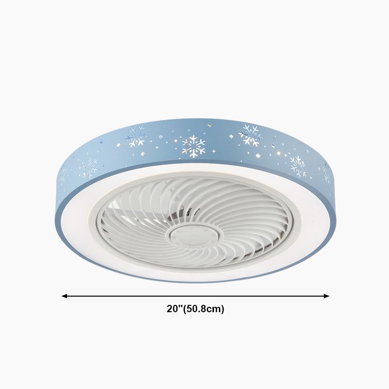 Lampada a ventola del soffitto in metallo nordico a filo arrotondato con lama di ventola di plastica
