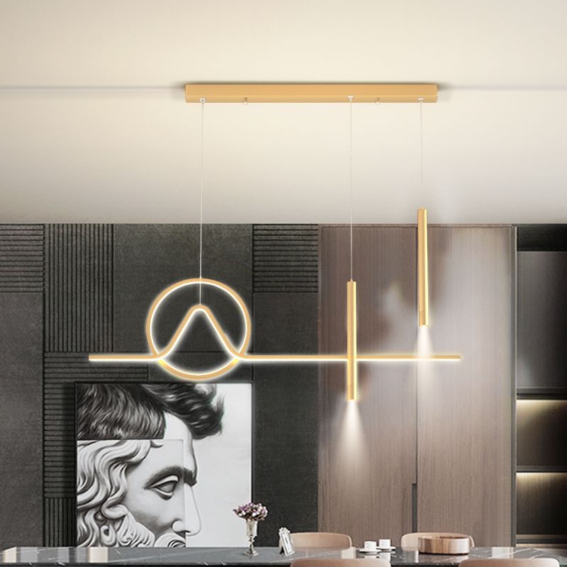 4 Licht geometrische Insellichter zeitgenössische Metal -Inselbeleuchtungsideen