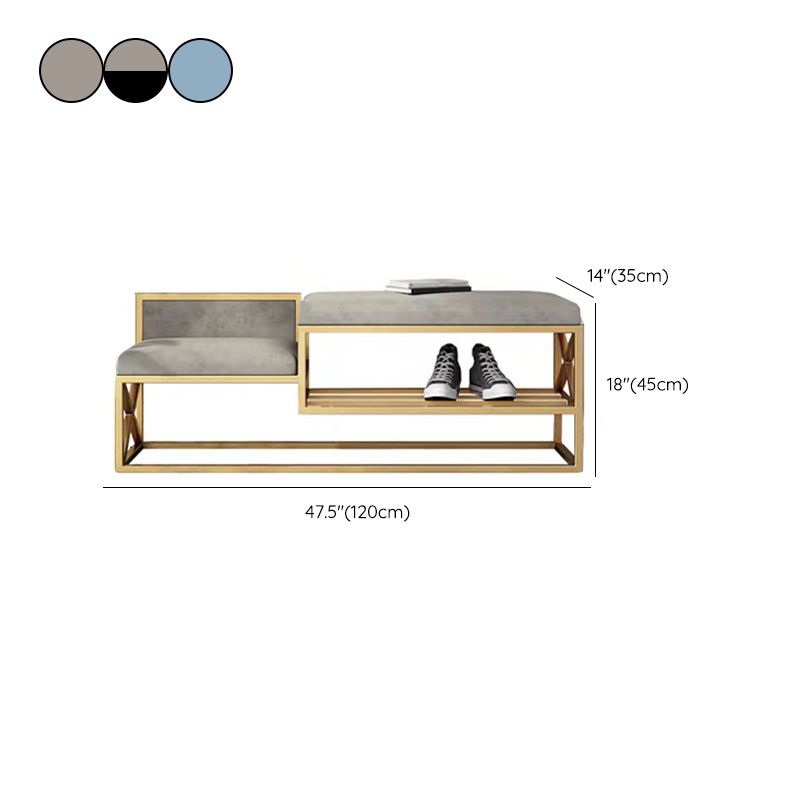 Modern Entryway Bench Cushioned Metal Seating Bench with Shoe Storage , 14" W