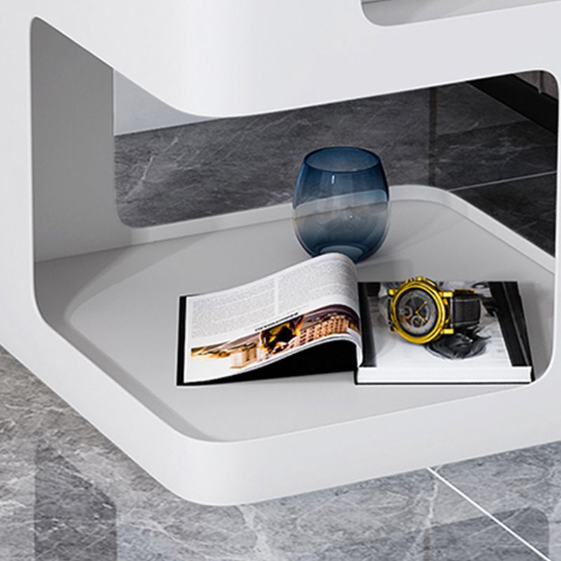 Modernistic Side End Snack Table with Metal Shelves Bedroom Side Table