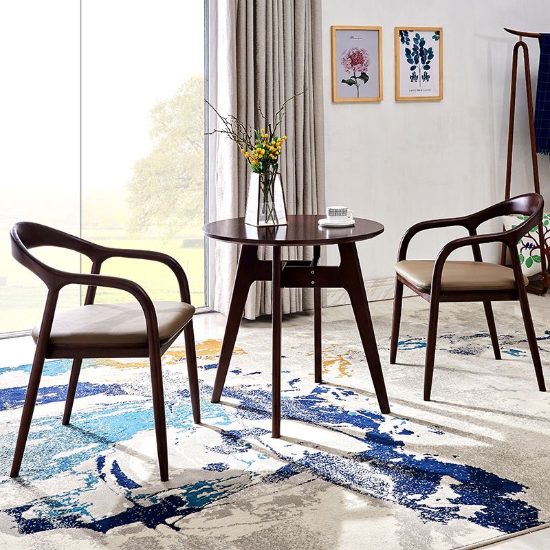 Silla de comedor minimalista con respaldo de apertura de cocina de madera maciza
