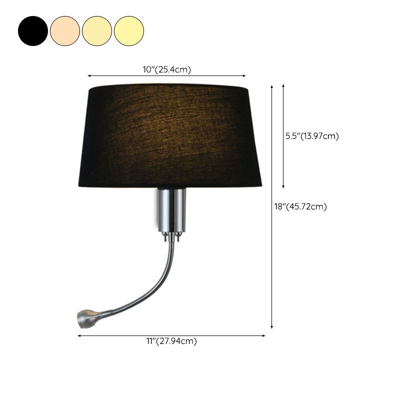 Modernism Metal Wall Light Polish Finish Fabric Shaded Lighting for Bedroom