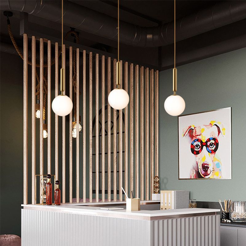 1 Light Spherical Hanging Pendant Modern Style Glass Hanging Lighting for Bedroom