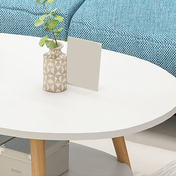 Minimalistic Single Coffee Table Wood Contemporary Cocktail Table with Shelf