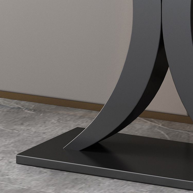 Glam Marble Console Table Half Moon Iron Console Sofa Table for Hall