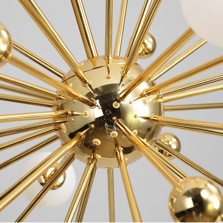 Postmoderne starburst metaal hangende kroonluchter lichtglasschaduw plafond kroonluchter in goud voor woonkamer