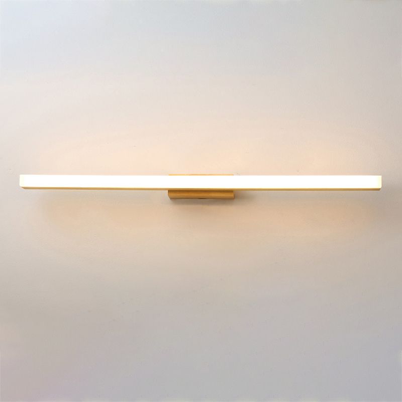 Wood Linear Shade Wall Sconce Modern 1 Light Mirror Wall Lighting Fixtures in Brown