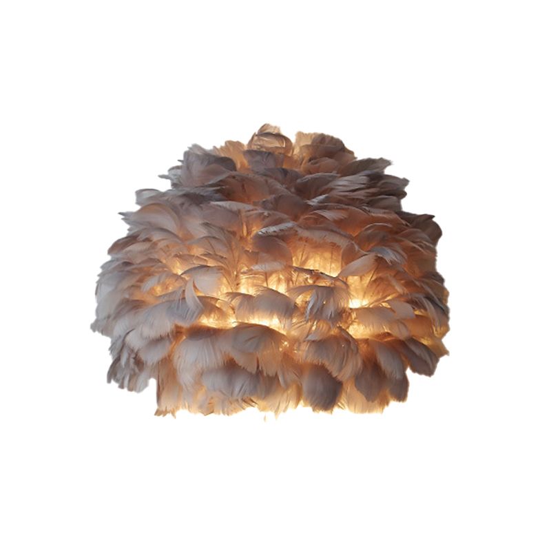Modern Metal Wall Sconce Geometric Shape Wall Light with Feather Shade for Bedroom