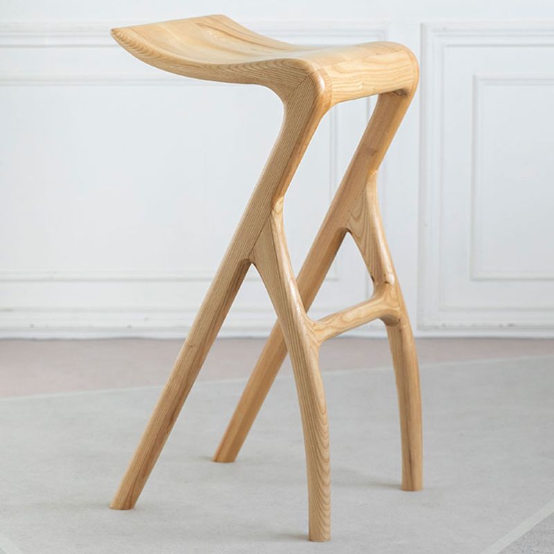 Solid Wood Bar Stool Backrless Counter Stool for Living Room