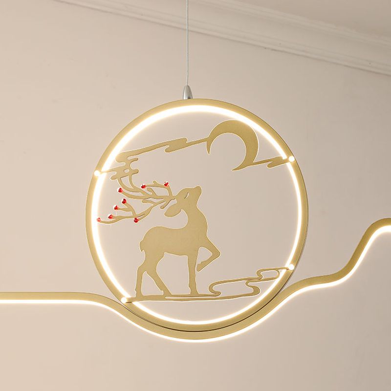 Linear Shape Island Lights Modern Style Metal Two Light Pendant Light Fixtures