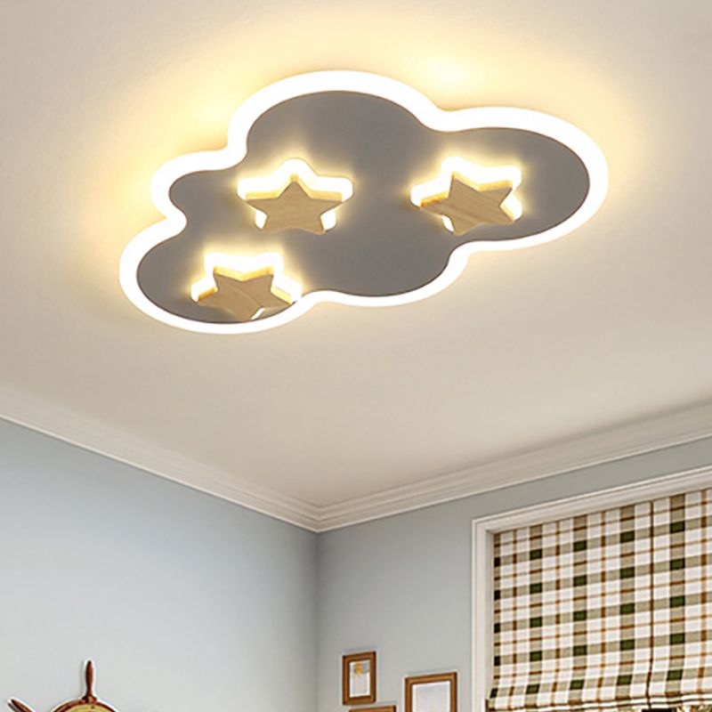 Cloud et Star Kid Bedroom Flush Mount Ceiling Light Acrylic Art Déco Ceiling Light Fixture