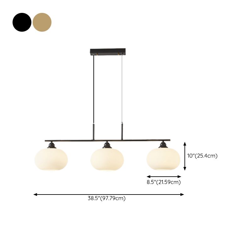 Modern Metal Pendant Light Persimmon Shape Island Light with Glass Shade for Living Room
