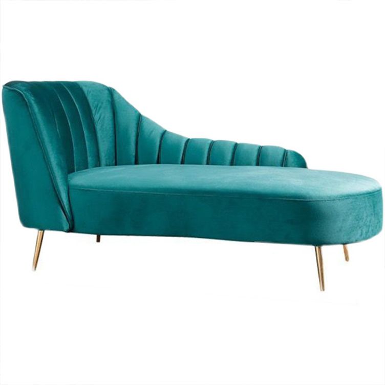 Glam Style Upholstered Cushioned Velvet Rolled Arms Chaise Lounge