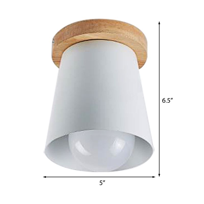 1 Bulb Gray/White/Green Conical Flush Mount Ceiling Light Metal Contemporary Ceiling Mounted Light for Bedroom