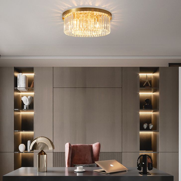 Modern Round Shape Flush Mount Light Fixtures Crystal Flush Mount Ceiling Light
