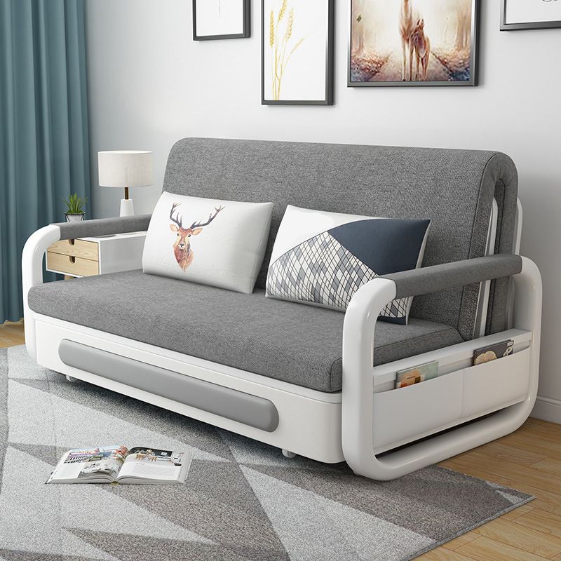 Contemporary 35.43"H Cotton Blend Square Arm Sofa Bed for Living Room