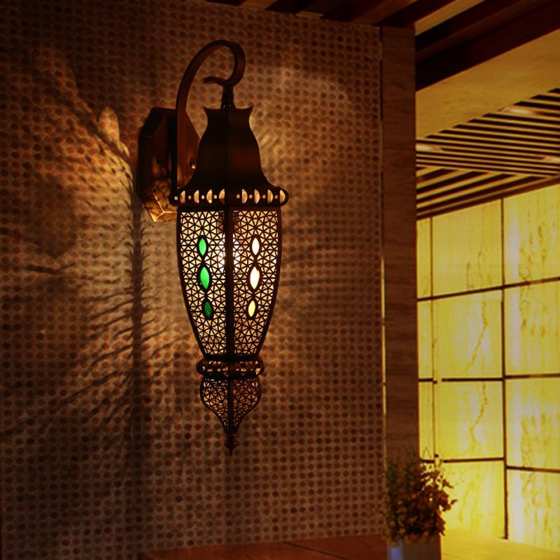 Black 1 Head Sconce Lightture Arab Metal Hollow Mur Mur Shade pour restaurant