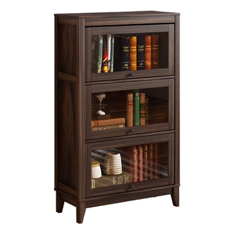 Espresso Shelf Bookcase Modern & Contemporary Bookshelf with Doors for Study Room