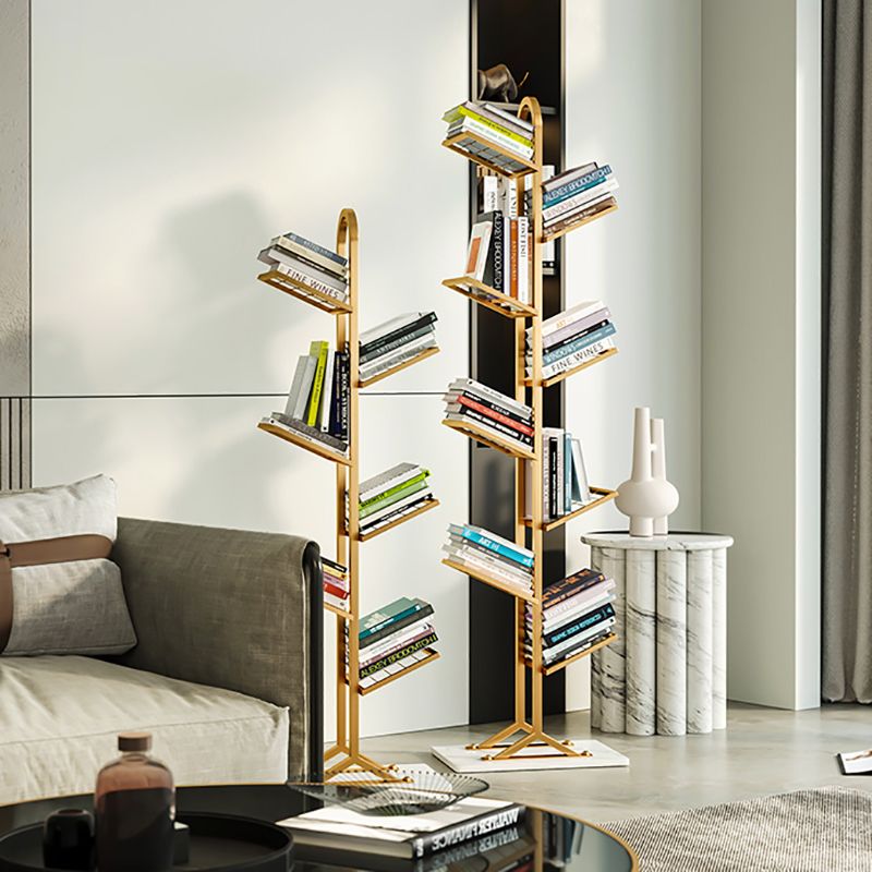 Contemporary Etagere Bookcase Open Back Metal Bookshelf with Shelves