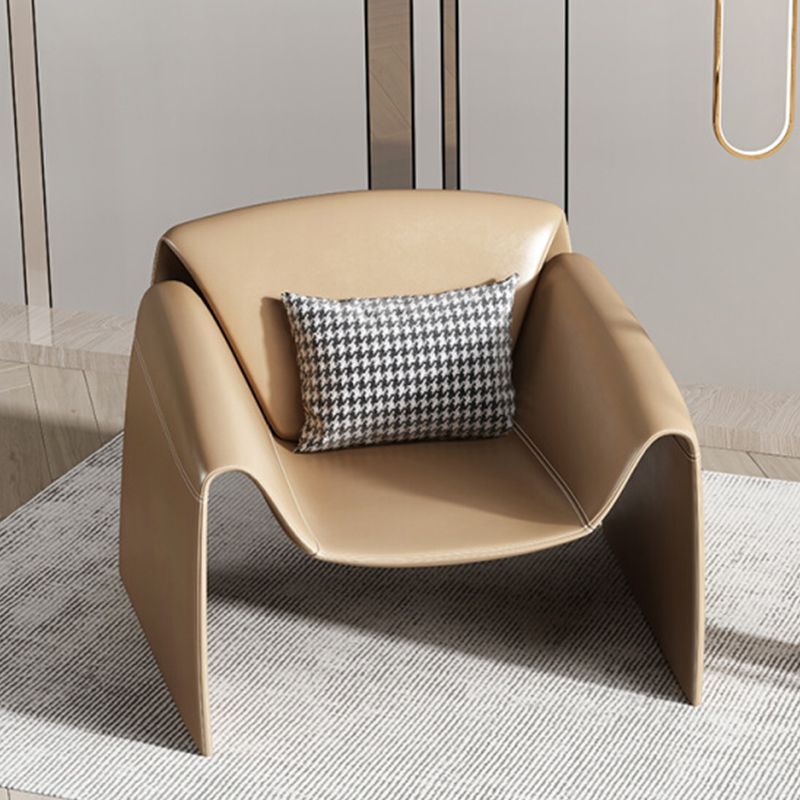 Mid-Century Modern Sled Arm Chair Faux Leather Accent Armchair for Bedroom